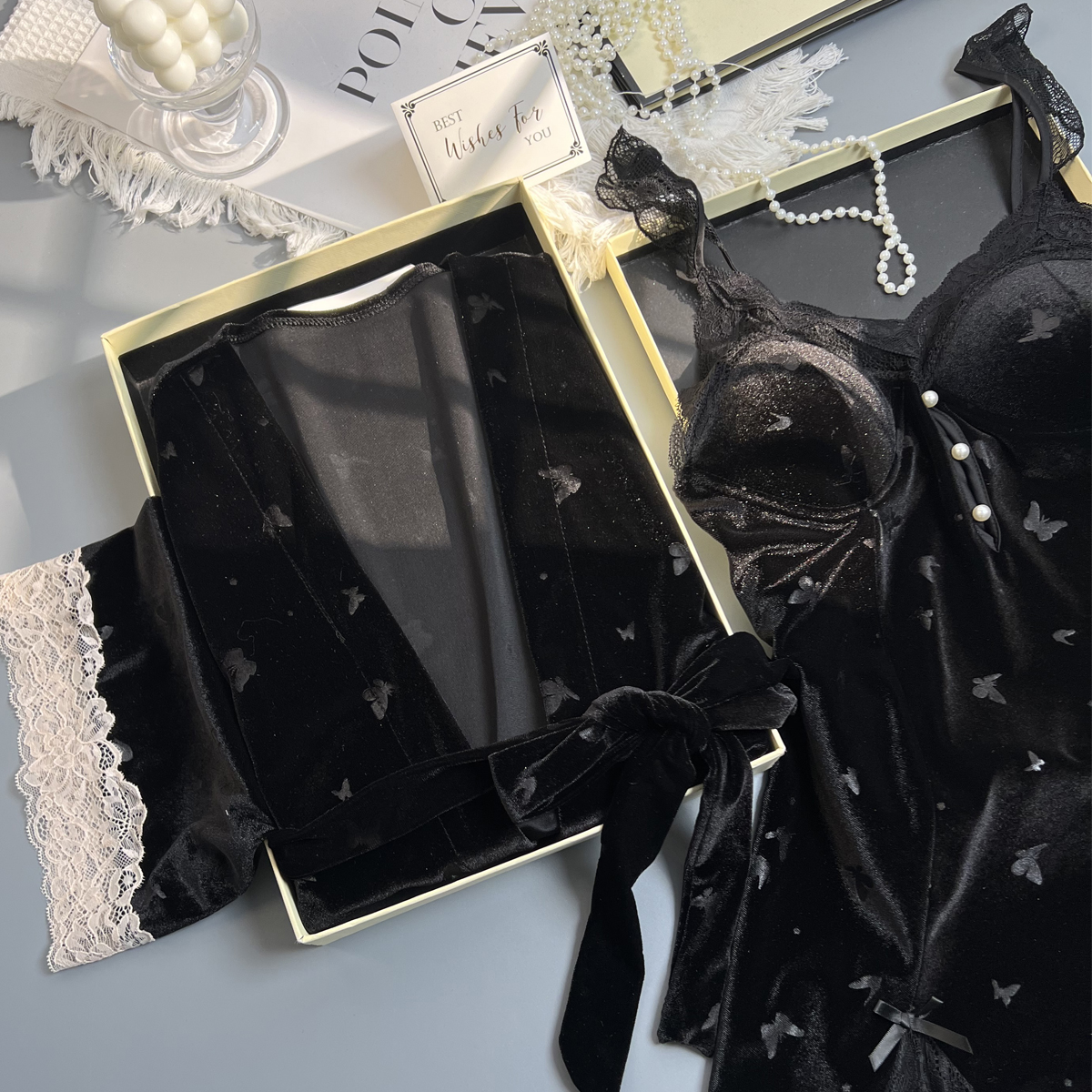 性感睡衣女春秋款冬季金丝绒套装带胸垫