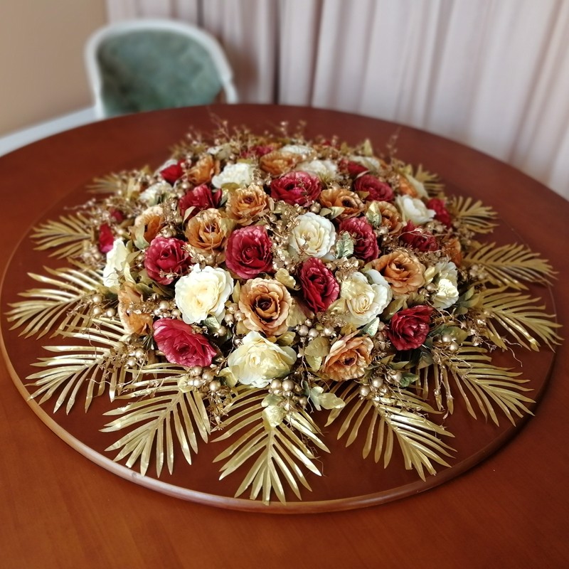 大型餐桌摆放欧式花型套装花绢花仿真假花台花套装饰花客厅酒店