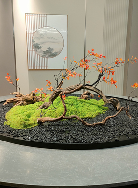 餐桌中间摆花桌摆电动转盘花摆花装饰品高端饭店餐厅微缩景观摆台