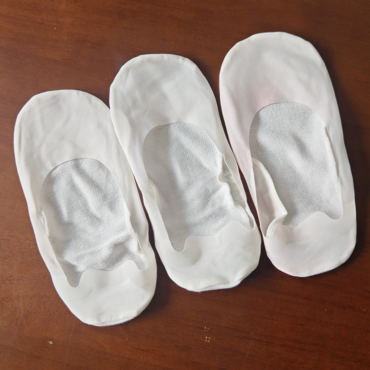 外贸女士深口乳白色染色船袜