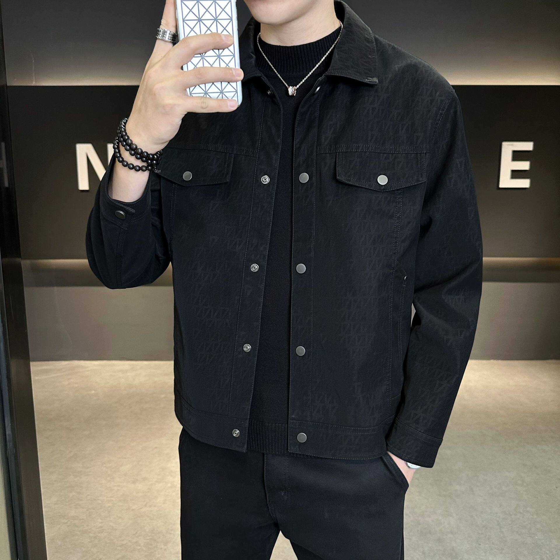 麂皮衣外套男秋季潮牌2025年款翻领机车皮夹克痞帅男秋装高端