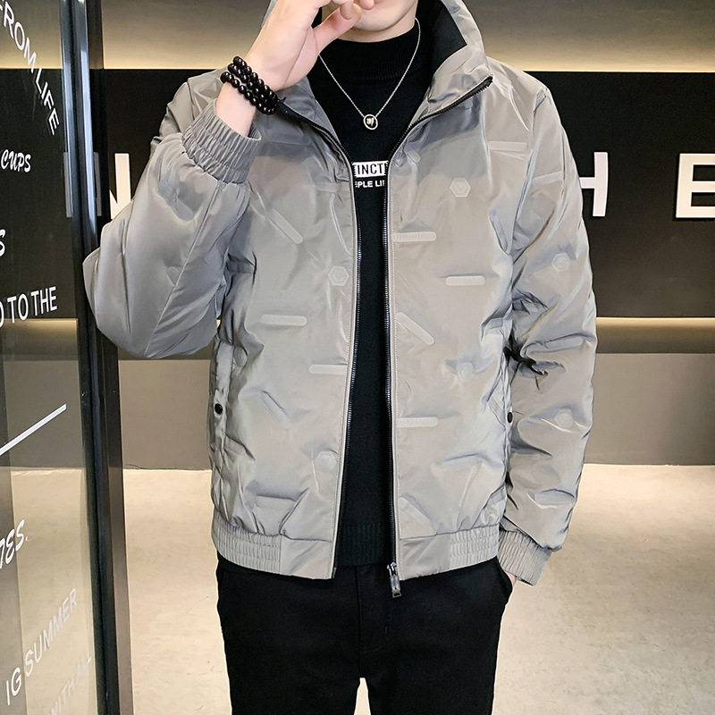 羽绒服男士2025冬装新款立领韩版潮流青年保暖白鸭绒羽绒PU皮