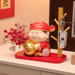 创意发财果财神摆件入户门玄关客厅电视柜装饰品乔迁新居新年礼物