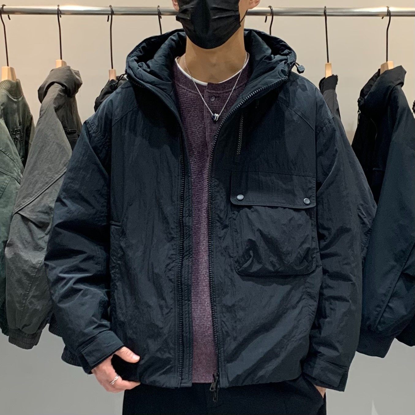 冬季韩版男连帽羽绒服百搭潮流日系工装时尚高级感痞帅保暖羽绒衣