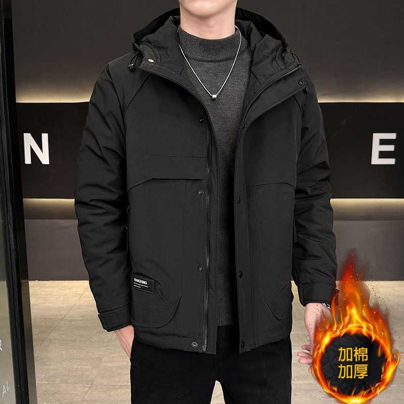冬装二棉夹克男士加厚外套冬季新款潮流棉服连帽棉衣加绒加厚