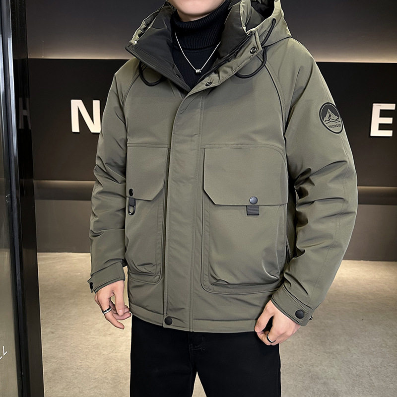 国标鸭绒冲锋衣羽绒服男士冬季新款高级感时尚百搭潮流工装款外套