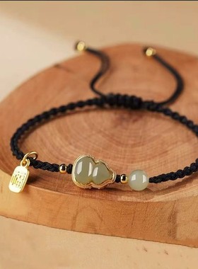 福禄生财本命年红绳手链女生招财好运葫芦红色编织福牌手绳手饰