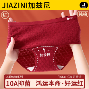 本命年红色内裤 女生纯棉抗菌加长全棉裆蛇年2025新款 中腰三角短裤