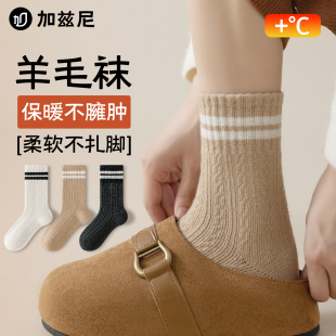 毛圈长筒袜 中筒袜加绒加厚保暖堆堆袜配勃肯鞋 羊毛袜子女款 秋冬季