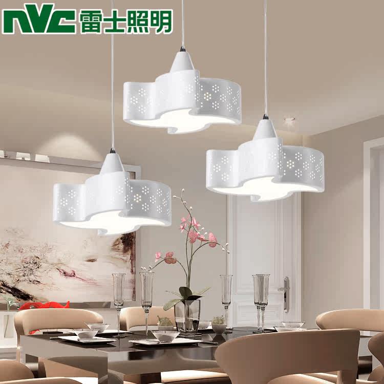 雷士照明LED餐吊灯创意个性三头圆盘简约现代餐厅灯水晶吊灯餐桌