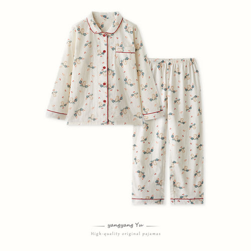 2026新款睡衣女春秋纯棉纱布甜美风春夏新款全棉家居服长袖套装