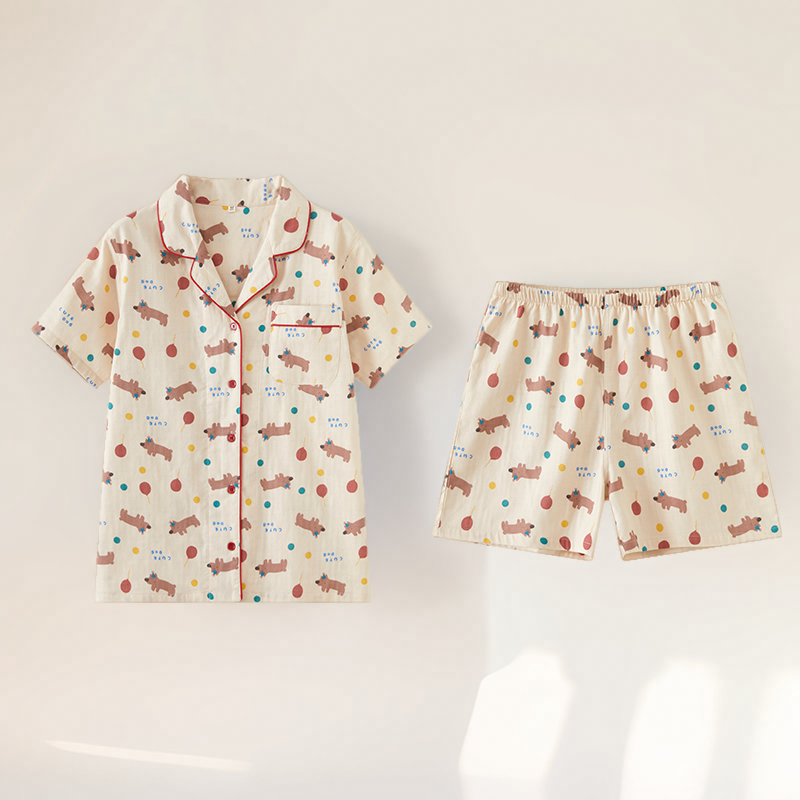 2025日系卡通睡衣女款夏季纯棉短袖家居服套装全棉可外穿夏天