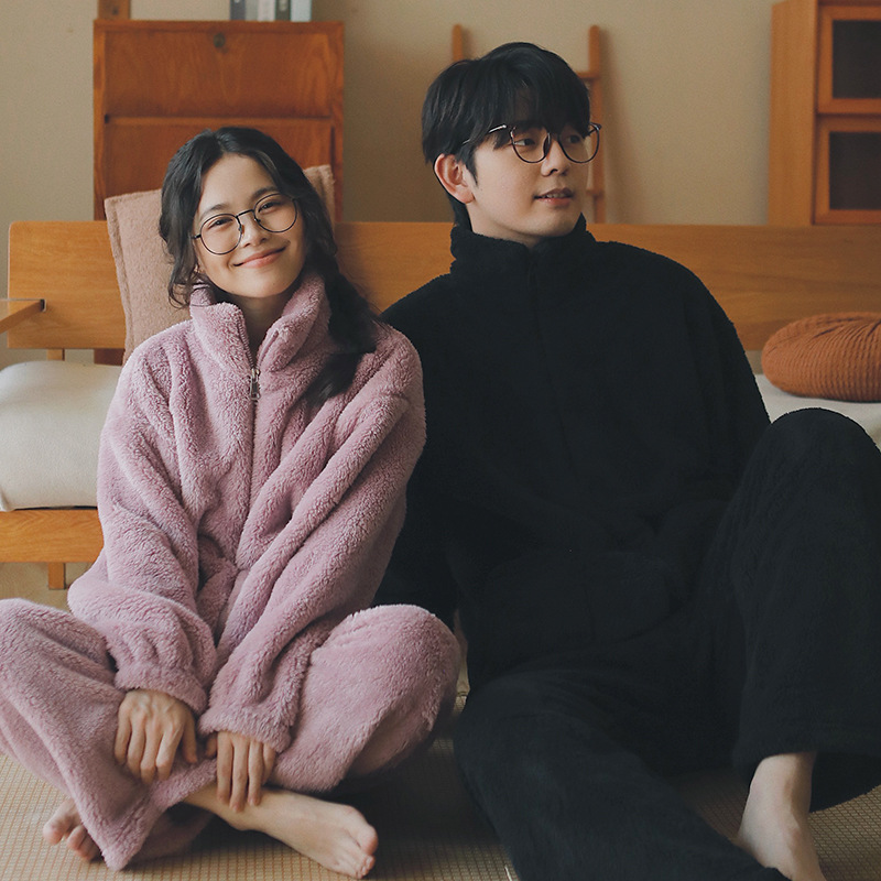 2025珊瑚绒睡衣女加绒加厚可外穿秋冬法兰绒家居服男款情侣睡衣