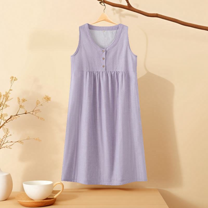 2025新款日系无印睡衣女夏季无袖睡裙全棉纱布可外穿文艺家居服夏