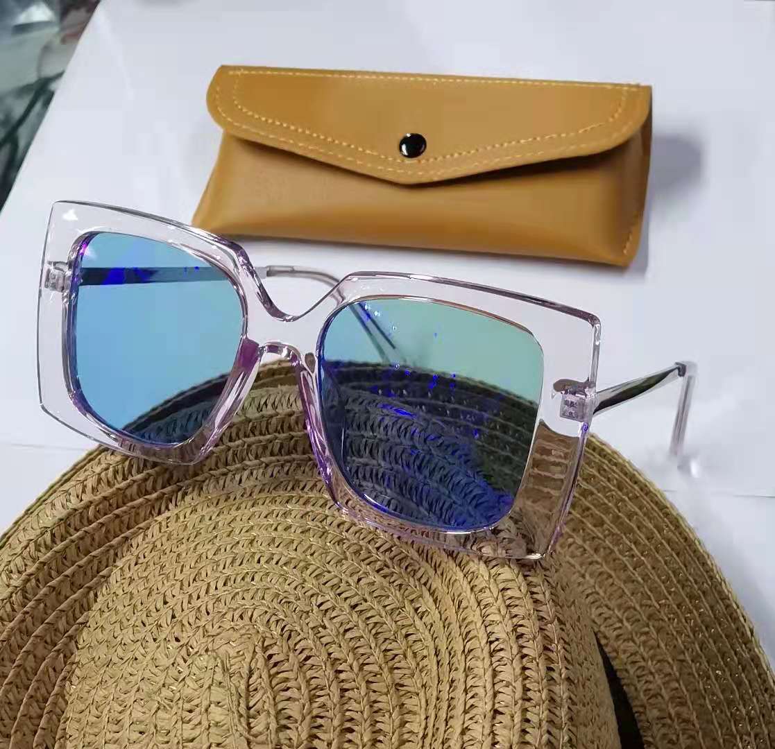 方韩版浅海洋色太阳镜男女外拍照酷炫防紫外线UV400适中小脸