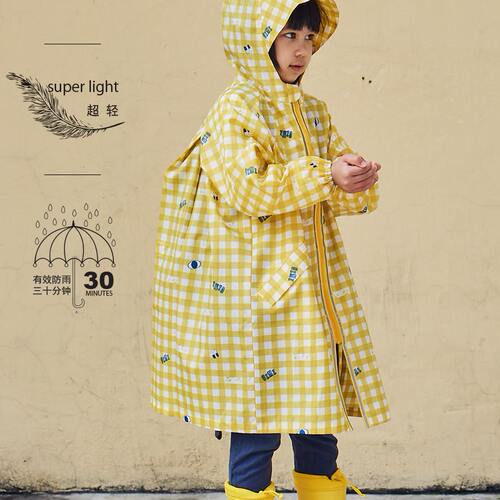有这么只UzMz小学生上学儿童带书包位超轻收纳雨衣雨披男童女童