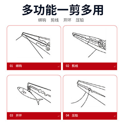 钓之猪新款铁氟龙路亚钳可开小环防海水橡胶握把路亚配件