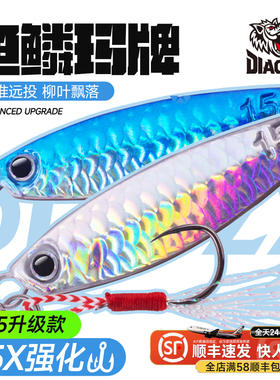钓之猪新款路亚饵铁板鱼鳞纹远投蓝小刀飘落铁板翘嘴鳡鱼鲈鱼专攻