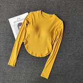 运动长袖 显瘦弹力速干透气跑步健身服 女聚拢防震瑜伽上衣圆领修身