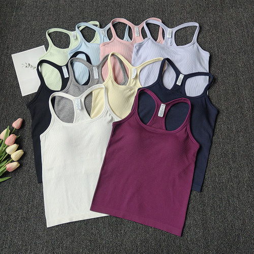 带胸垫运动瑜伽健身显瘦工字背心