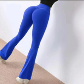 欧美健身裤 女蜜桃臀高腰提臀跑步高弹紧身裸感瑜伽舞蹈喇叭运动裤