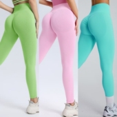 训练翘臀瑜伽九分裤 蜜桃臀高腰提臀健身裤 女高弹力速干紧身运动裤