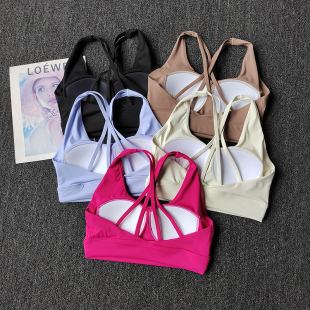 瑜伽内衣女交叉美背运动文胸一体罩杯防震速干跑步透气健身背心