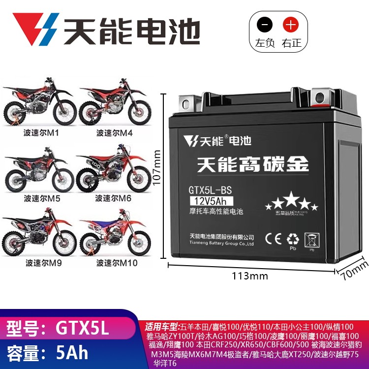 适用于雅马哈竞速之星Drag Star XVS250(DS250)电瓶蓄电池