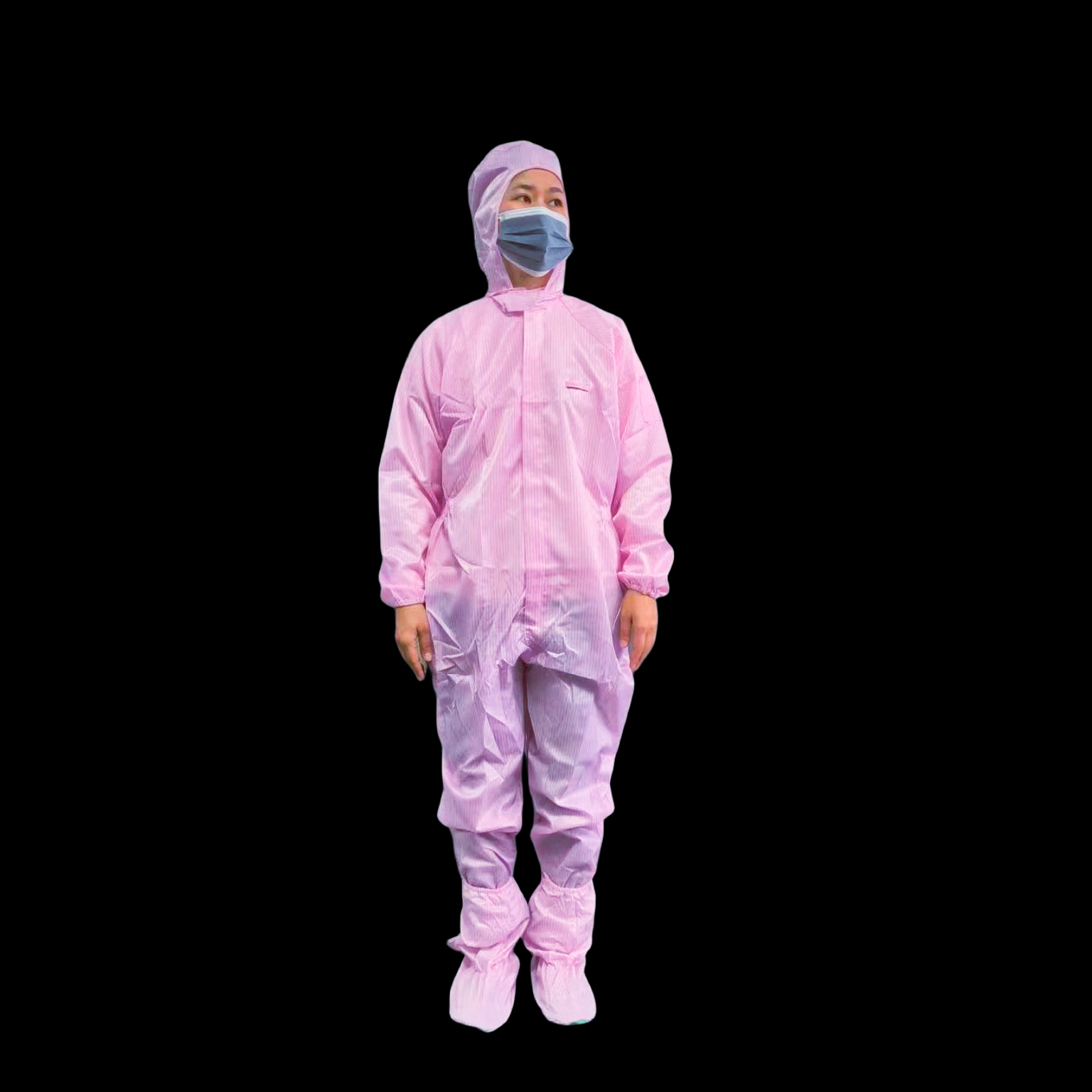 防静电连体服 无尘车间导电纤维条纹网格洁净服 半导体光电工作服