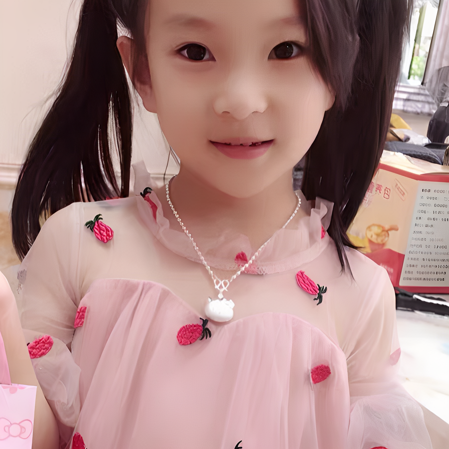 999纯银圆珠项链可爱小猫咪防过敏kitty吊坠学生女婴儿童宝宝礼物