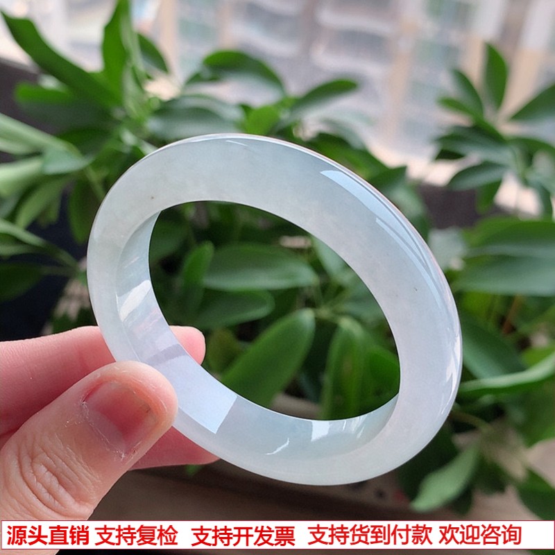 缅甸A货天然翡翠 老坑冰种白月光正装正圈手镯49-50小圈口