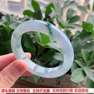 缅甸天然A货翡翠老坑冰种紫罗兰飘花正装正圈手镯50-51小圈口