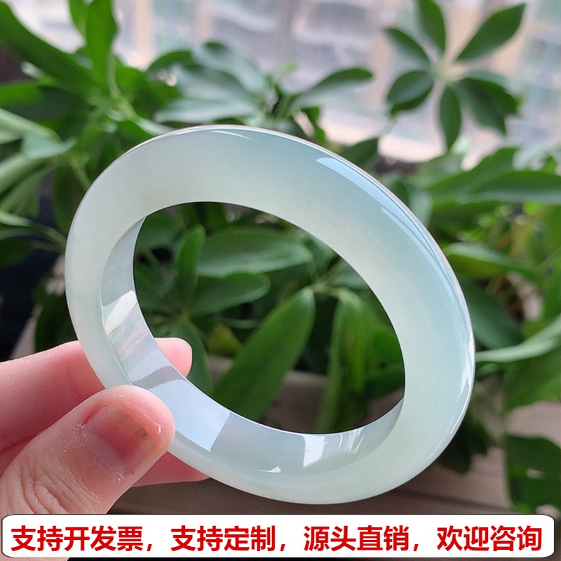 缅甸A货天然翡翠 老坑冰种晴水厚装正装正圈手镯53-54圈口 完美