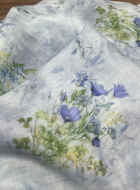 清新印花苎麻透气舒服汉服布料