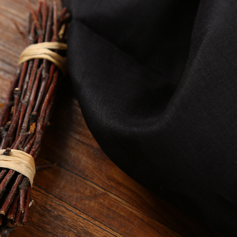 100支高支打底苎麻面料内衬裙吊带纯色复古麻料夏季薄料(黑色)