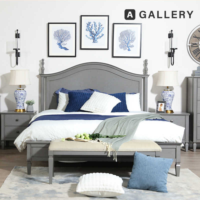 复古风休闲美式实木双人床轻法床