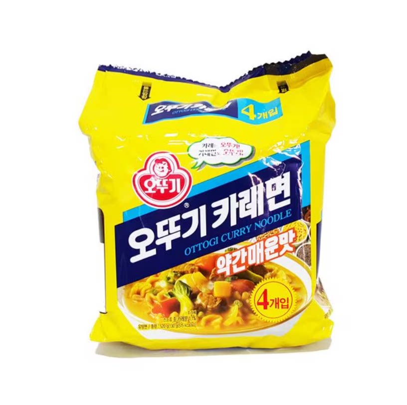 韩国不倒翁微辣咖喱味拉面4连包图片
