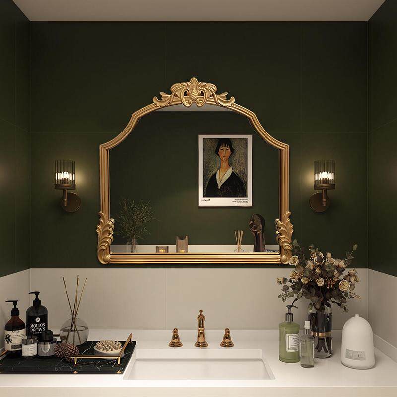 卫生间镜子欧式复古壁挂式装饰镜化妆镜梳妆镜卧室家用墙壁浴室镜