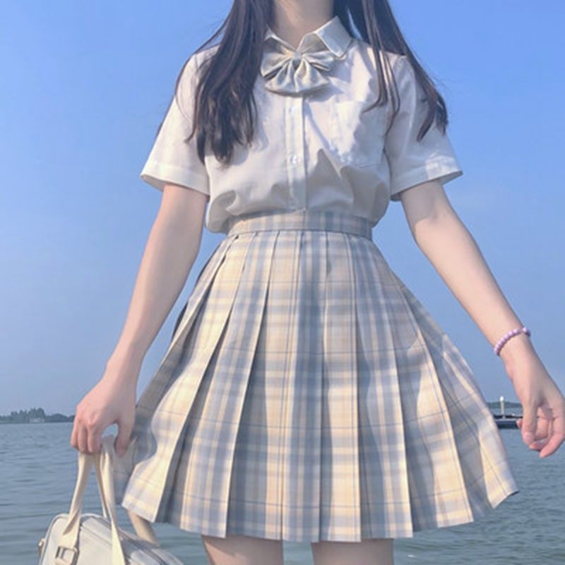 柠檬海盐JK制服裙全套正版原创日系格裙学院风短裙夏季短袖jk