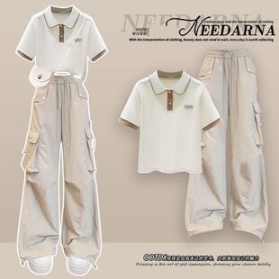 裤 一整套又酷又飒工装 2025超火夏装 美拉德穿搭学院风减龄短袖