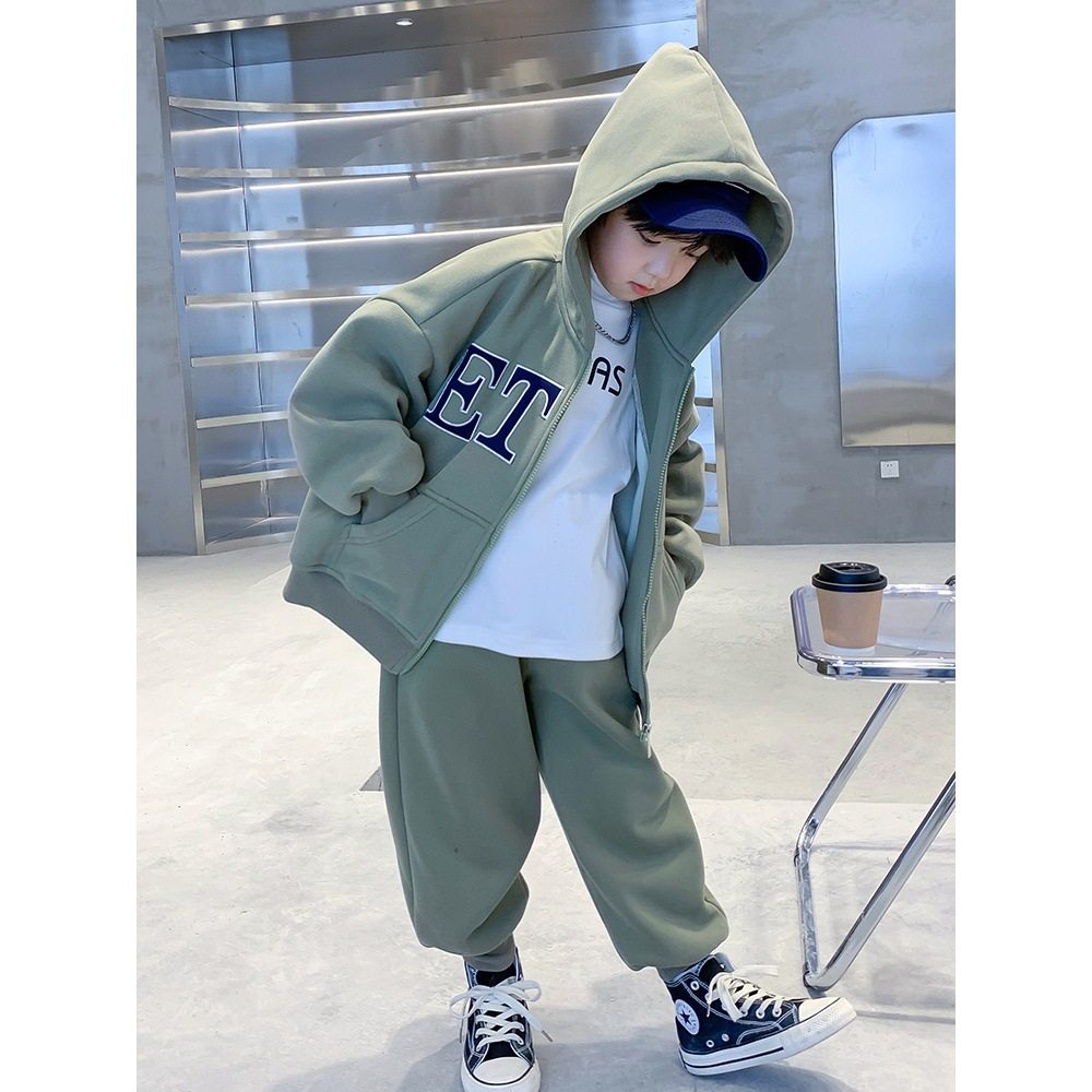 男童春季加绒卫衣套装2025新款中大童男孩连帽运动洋气秋冬装潮,童装/婴儿装/亲子装,儿童运动套装,淘宝优惠券,粉丝福利购,淘宝优惠卷