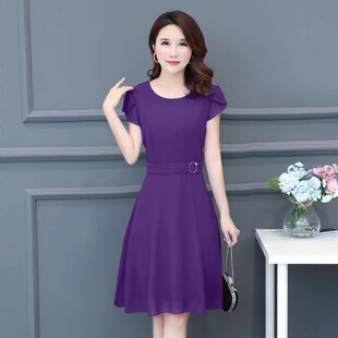 中年裙子夏季 妈妈装 中老年中长款 50岁洋气多色连衣裙 新款 女装