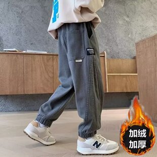 子2024新款 裤 加绒中大童春秋款 运动秋季 男孩 儿童装 长裤 男童秋装