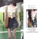 小个子甜美长袖 洋气穿搭女新款 显瘦牛仔短裙两件 时髦时尚 春季
