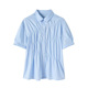 新款 女短袖 设计感小众潮流宽松休闲 蓝色褶皱衬衫 neotcg夏季