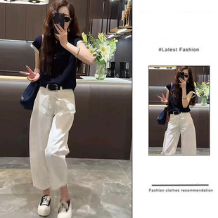 女装 套装 新款 洋气百搭短袖 两件套潮 夏季 上衣宽松休闲裤 小个子时尚