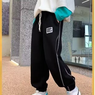 加绒运动长裤 男童秋款 中大童男孩休闲百搭春秋款 子2024新款 潮 裤