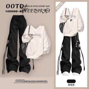 工装 韩系巨好看休闲卫衣2025超火穿搭一整套初秋季 又酷又飒