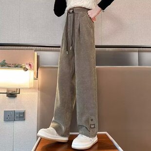 中大童春秋季 儿童阔腿裤 灯芯绒休闲直筒 子2024新款 女童春秋裤