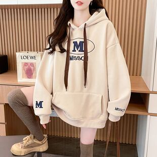 跨境连帽卫衣女欧美套头宽松大码 卫衣 宽松慵懒风小个子春秋新款